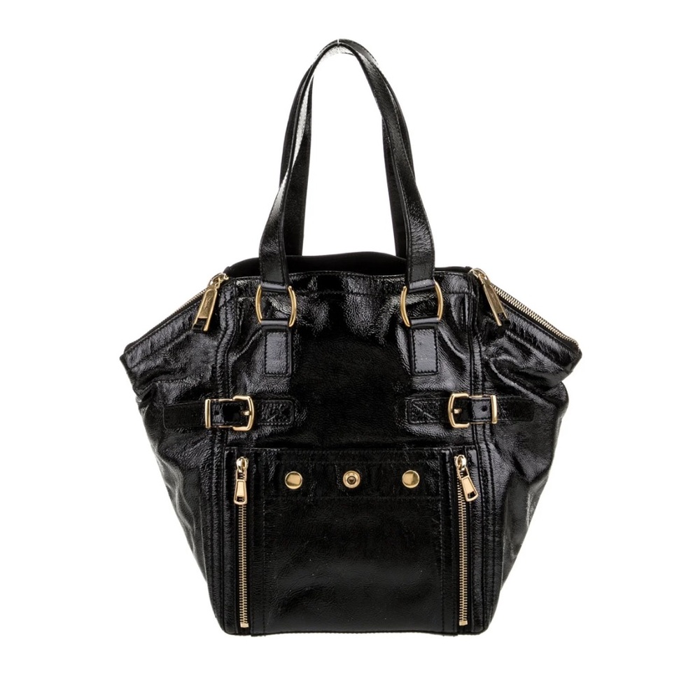 YveSaintLaurent Brown Pattern Leather  Downtown Bag